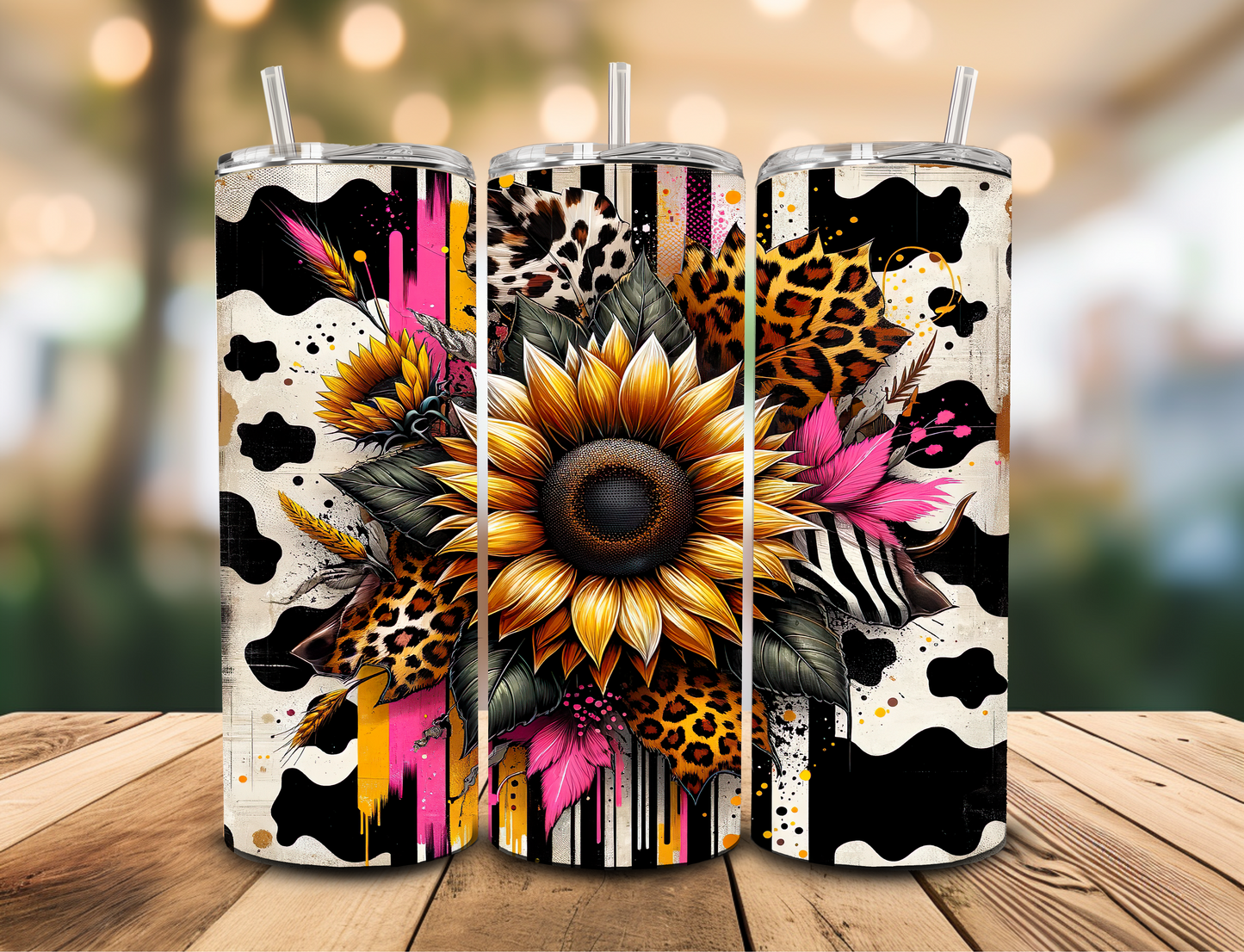 SUBLIMATION TRANSFER Sunflower cow print (20oz)