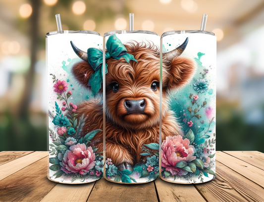 SUBLIMATION TRANSFER Teal bow cow (20oz)