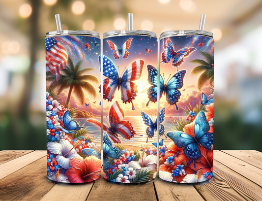 SUBLIMATION TRANSFER Patriotic butterflies (20oz)