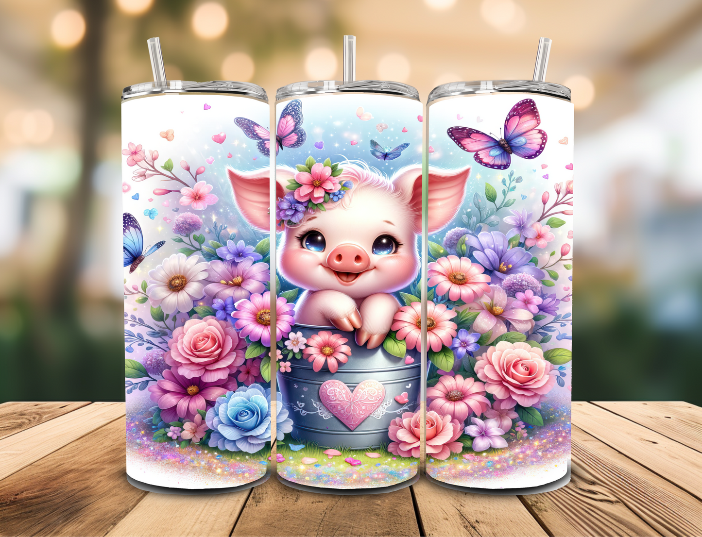 SUBLIMATION TRANSFER Floral piggy (20oz)