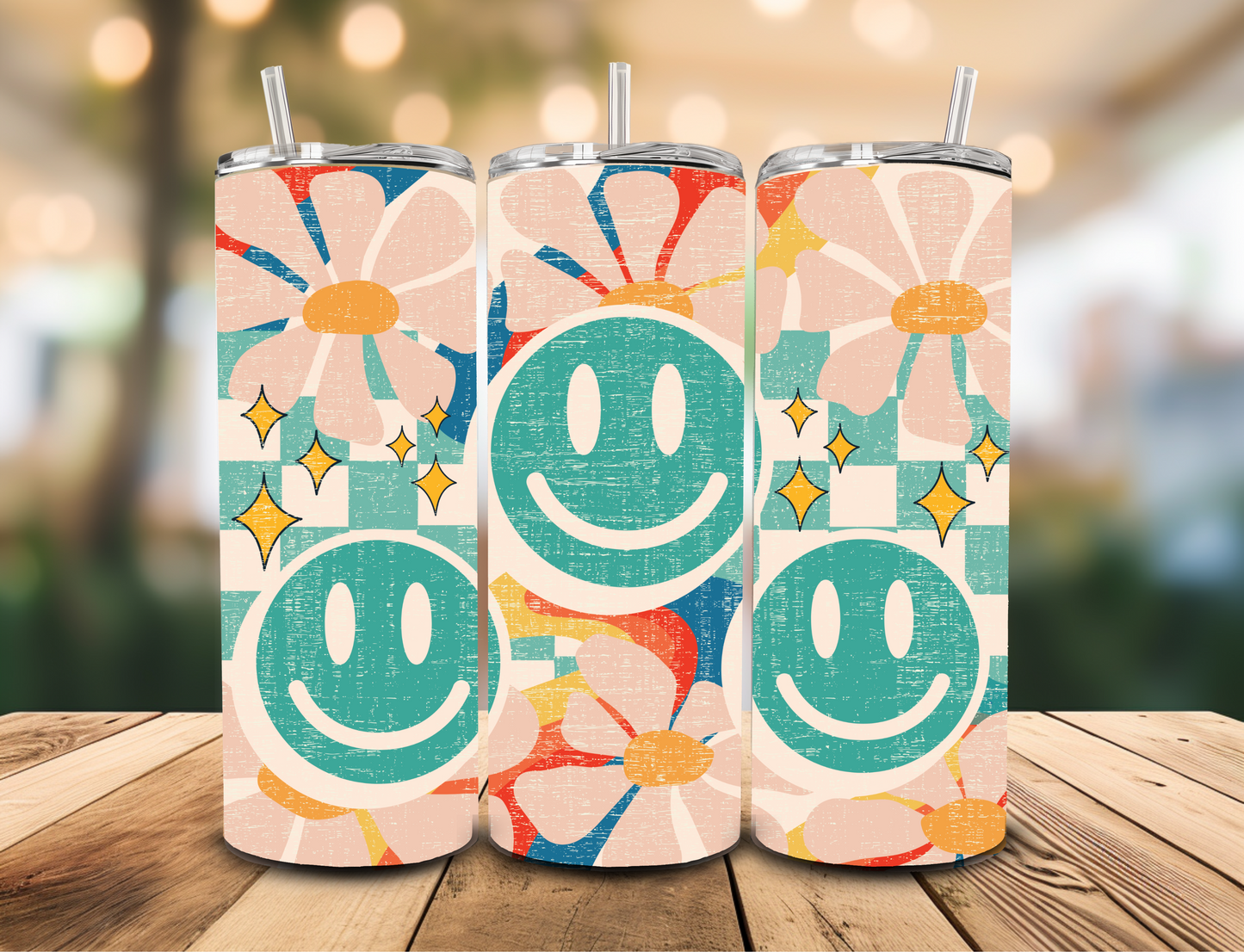 SUBLIMATION TRANSFER Teal smiley (20oz)